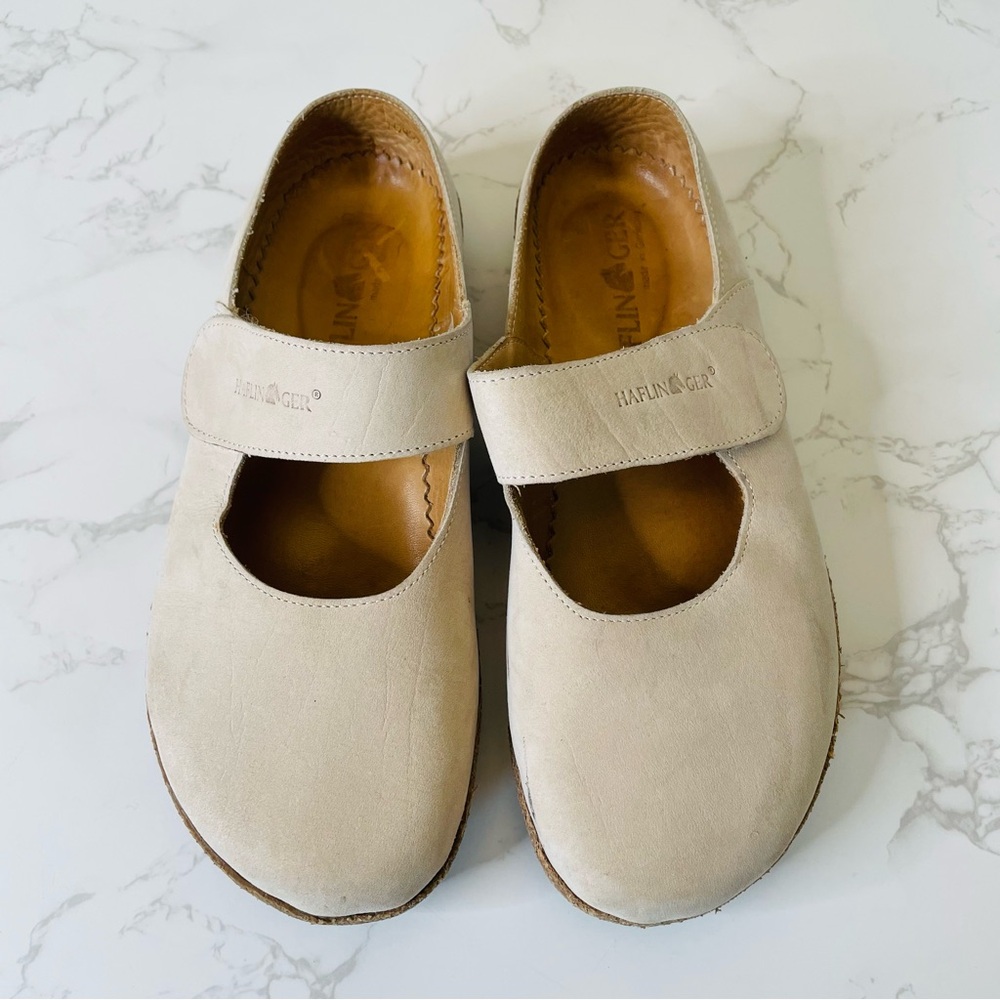Haflinger Beige Mary Jane Clog Mules